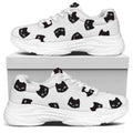 Black And White Cat Pattern Print White Chunky Shoes