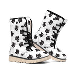 Black And White Cat Pattern Print Winter Boots