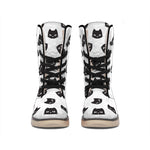 Black And White Cat Pattern Print Winter Boots