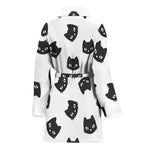 Black And White Cat Pattern Print Women's Bathrobe