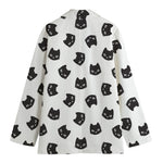 Black And White Cat Pattern Print Women's Blazer