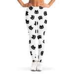 Black And White Cat Pattern Print Women's Leggings