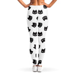 Black And White Cat Pattern Print Women's Leggings