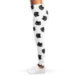 Black And White Cat Pattern Print Women's Leggings