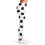 Black And White Cat Pattern Print Women's Leggings
