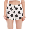 Black And White Cat Pattern Print Women's Split Running Shorts