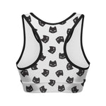 Black And White Cat Pattern Print Women's Sports Bra