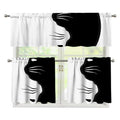 Black And White Cat Yin Yang Print 3 Piece Kitchen Curtains