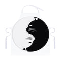 Black And White Cat Yin Yang Print Adjustable Apron