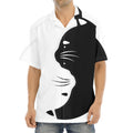Black And White Cat Yin Yang Print Aloha Shirt