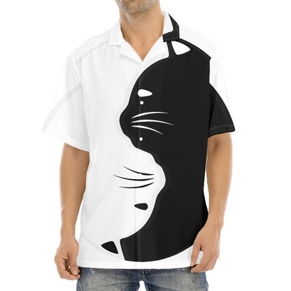 Black And White Cat Yin Yang Print Aloha Shirt