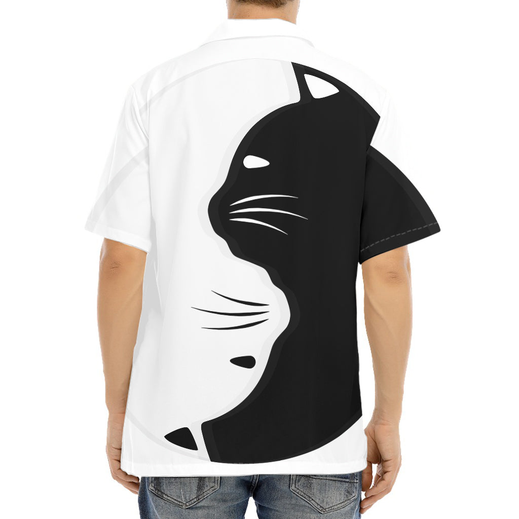 Black And White Cat Yin Yang Print Aloha Shirt