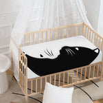 Black And White Cat Yin Yang Print Baby Crib Sheet