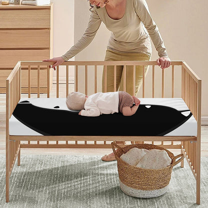 Black And White Cat Yin Yang Print Baby Crib Sheet