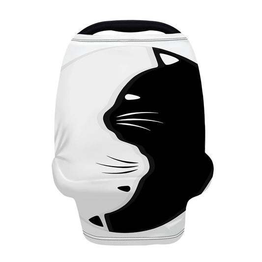 Black And White Cat Yin Yang Print Baby Seat Cover