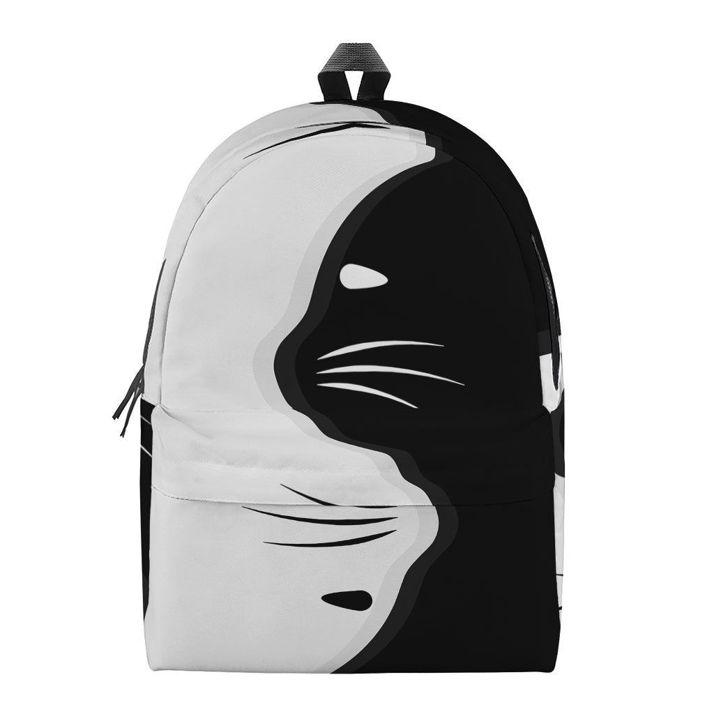 Black And White Cat Yin Yang Print Backpack