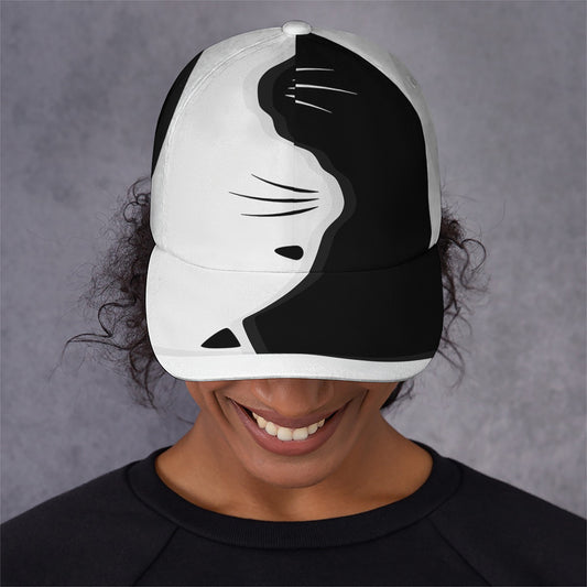 Black And White Cat Yin Yang Print Baseball Cap