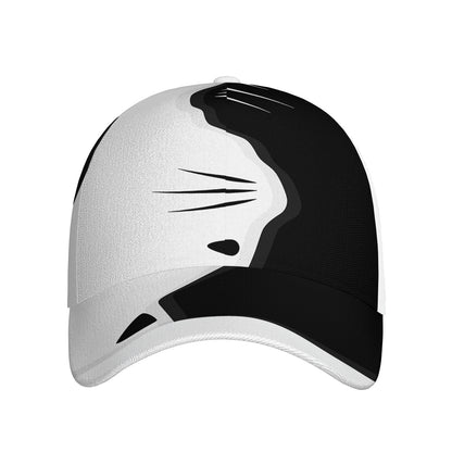 Black And White Cat Yin Yang Print Baseball Cap
