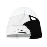 Black And White Cat Yin Yang Print Beanie