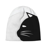 Black And White Cat Yin Yang Print Beanie