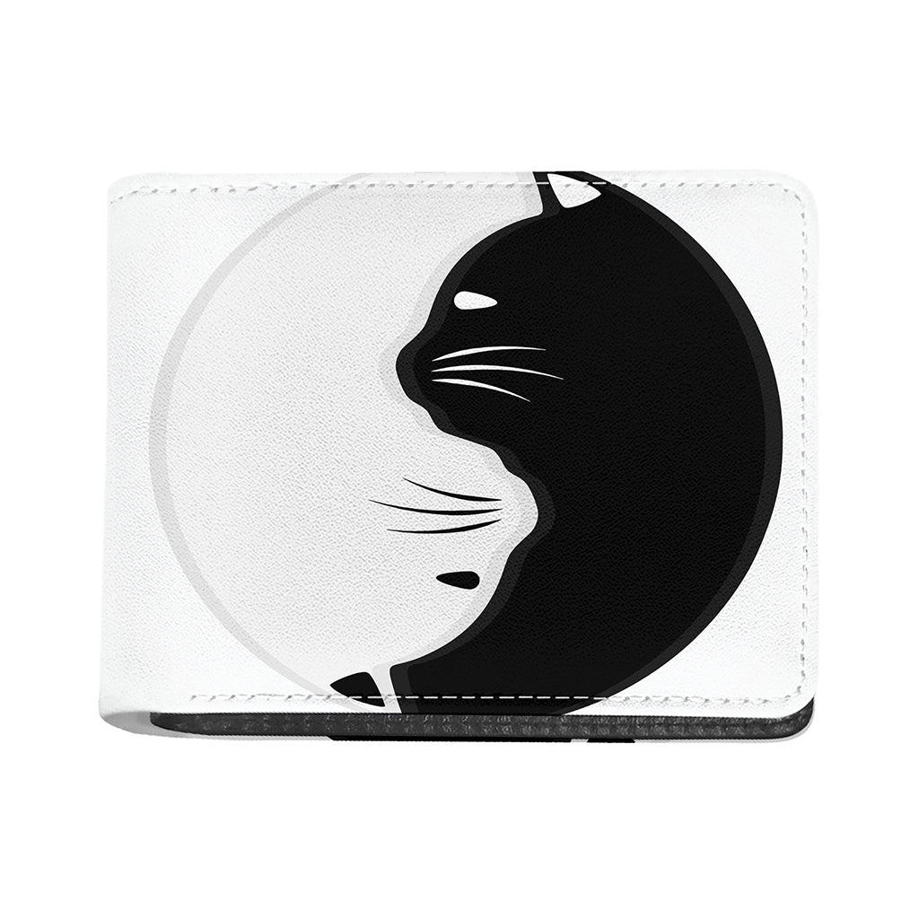 Black And White Cat Yin Yang Print Bifold Wallet