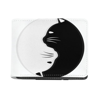 Black And White Cat Yin Yang Print Bifold Wallet