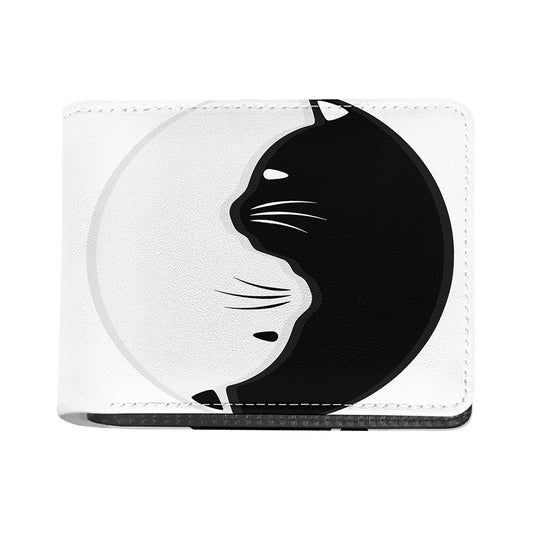 Black And White Cat Yin Yang Print Bifold Wallet