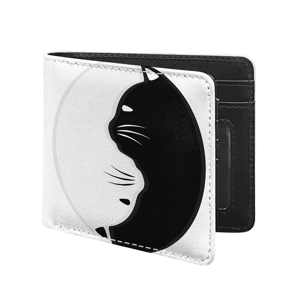 Black And White Cat Yin Yang Print Bifold Wallet