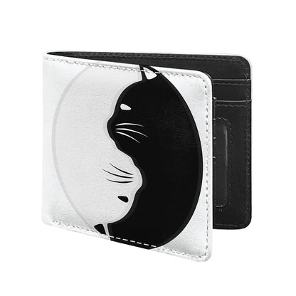 Black And White Cat Yin Yang Print Bifold Wallet
