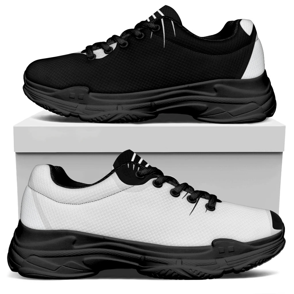 Black And White Cat Yin Yang Print Black Chunky Shoes