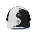 Black And White Cat Yin Yang Print Black Mesh Trucker Hat