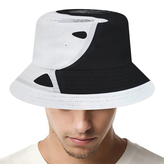 Black And White Cat Yin Yang Print Bucket Hat