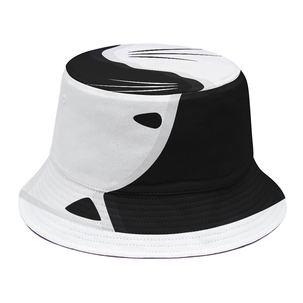 Black And White Cat Yin Yang Print Bucket Hat