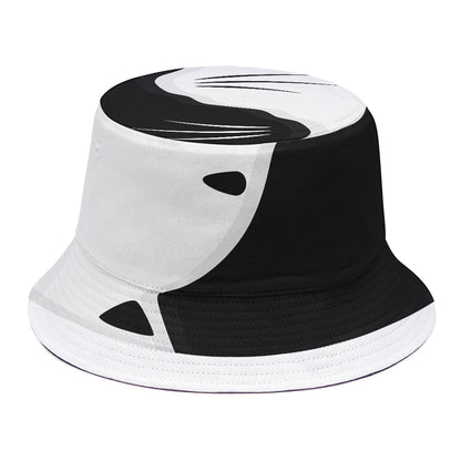 Black And White Cat Yin Yang Print Bucket Hat