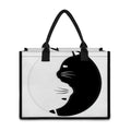 Black And White Cat Yin Yang Print Canvas Tote Bag