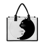 Black And White Cat Yin Yang Print Canvas Tote Bag
