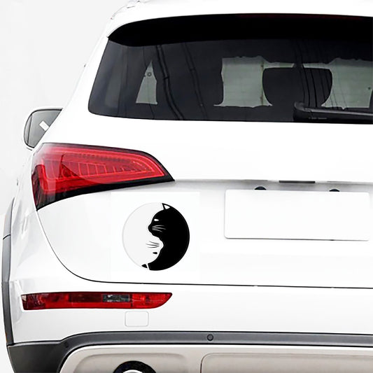 Black And White Cat Yin Yang Print Car Sticker