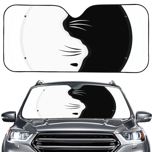 Black And White Cat Yin Yang Print Car Windshield Sun Shade
