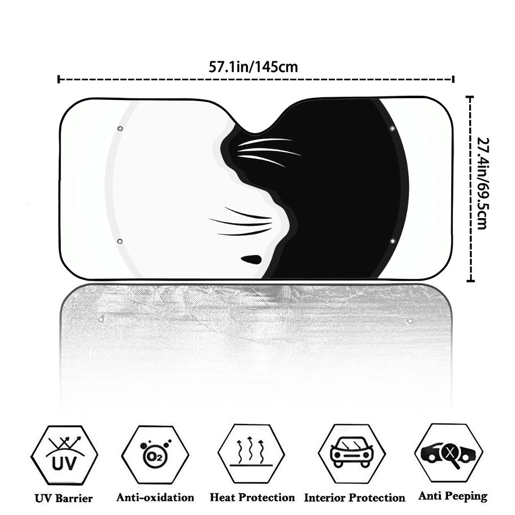 Black And White Cat Yin Yang Print Car Windshield Sun Shade