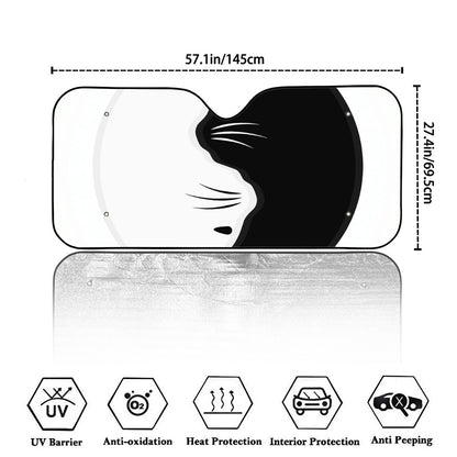 Black And White Cat Yin Yang Print Car Windshield Sun Shade
