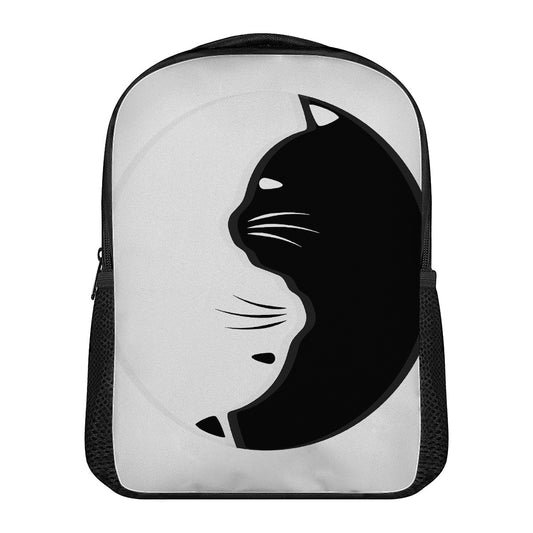 Black And White Cat Yin Yang Print Casual Backpack