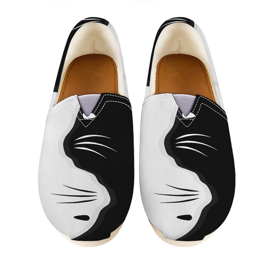 Black And White Cat Yin Yang Print Casual Shoes