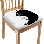 Black And White Cat Yin Yang Print Chair Cushion Cover