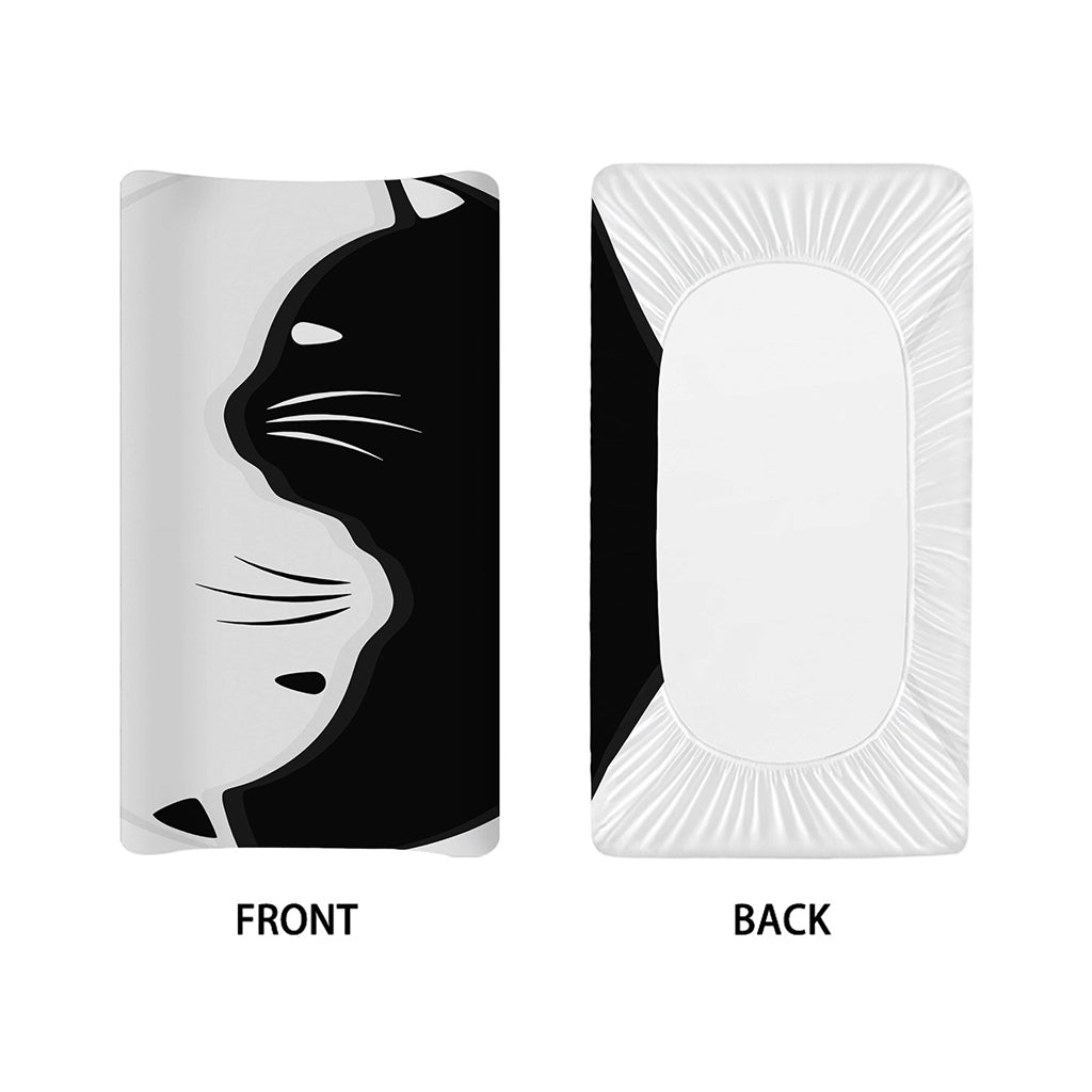 Black And White Cat Yin Yang Print Changing Pad Cover