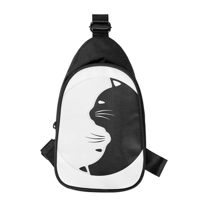 Black And White Cat Yin Yang Print Chest Bag