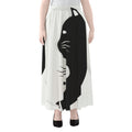 Black And White Cat Yin Yang Print Chiffon Maxi Skirt