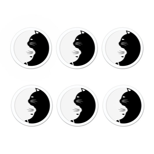 Black And White Cat Yin Yang Print Coaster Set