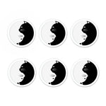 Black And White Cat Yin Yang Print Coaster Set
