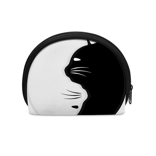 Black And White Cat Yin Yang Print Coin Purse