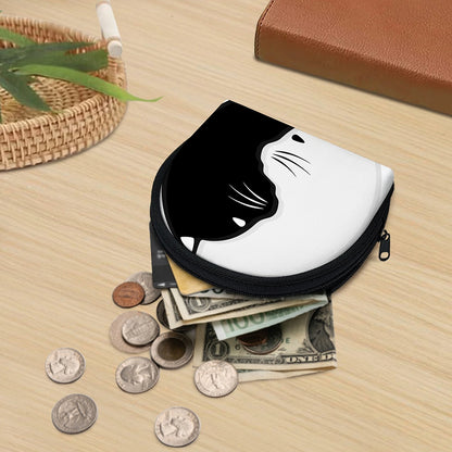 Black And White Cat Yin Yang Print Coin Purse